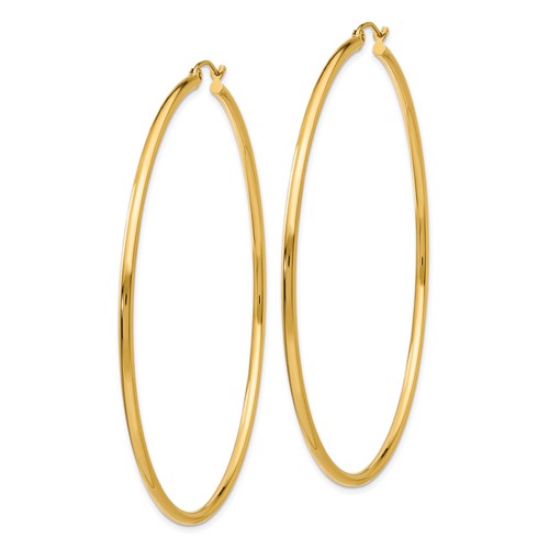 14 Karat Gold Hoop Earrings 2x65mm - Le Vive Jewelry in Riverside