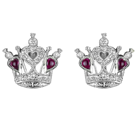Ruby Crown Earrings, 18 Karat White Gold - Le Vive Jewelry in Riverside