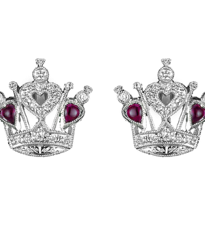 Ruby Crown Earrings, 18 Karat White Gold - Le Vive Jewelry in Riverside