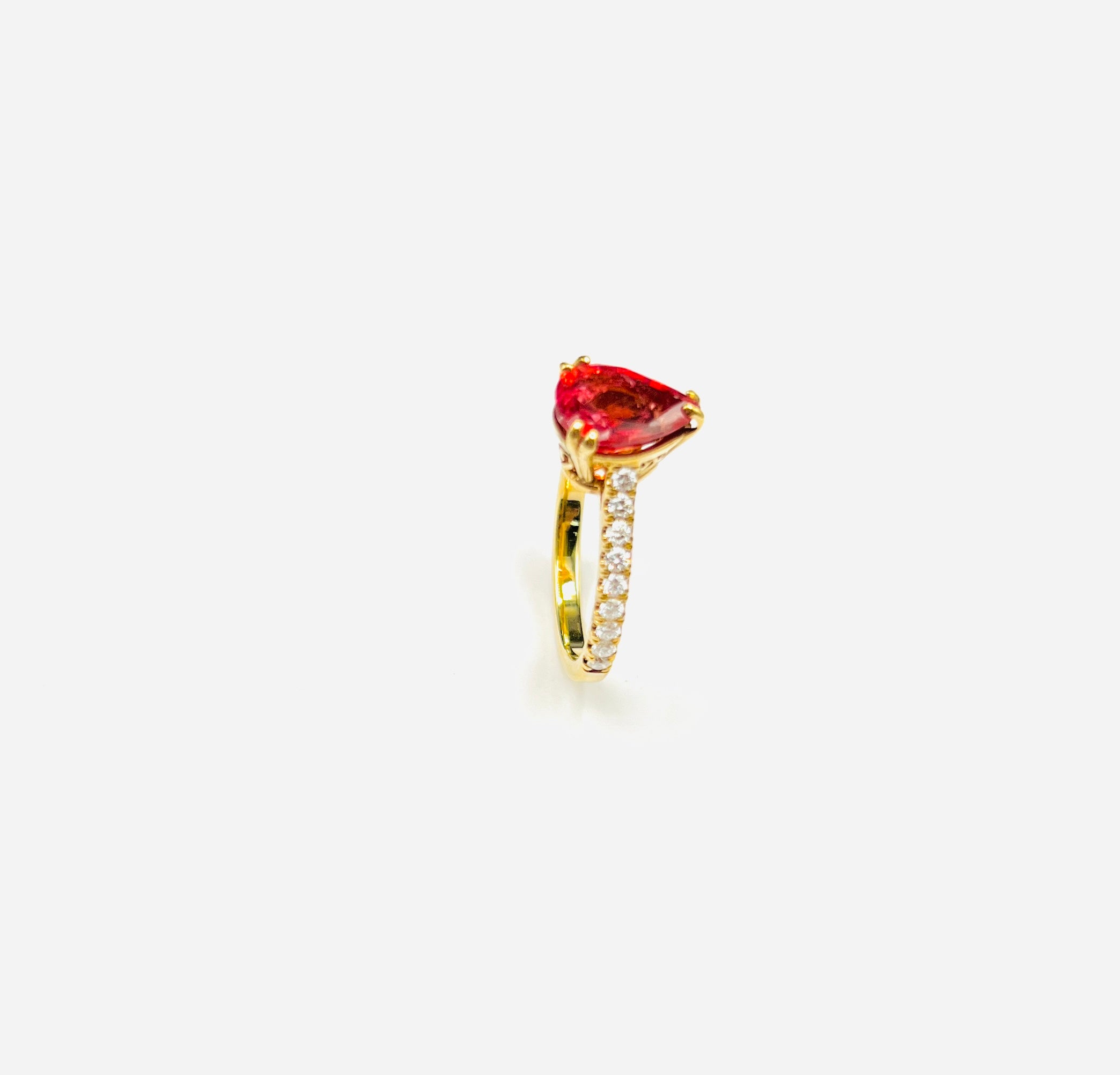 18K Yellow Gold Natural Pink Tourmaline Pear Shape - Le Vive Jewelry in Riverside