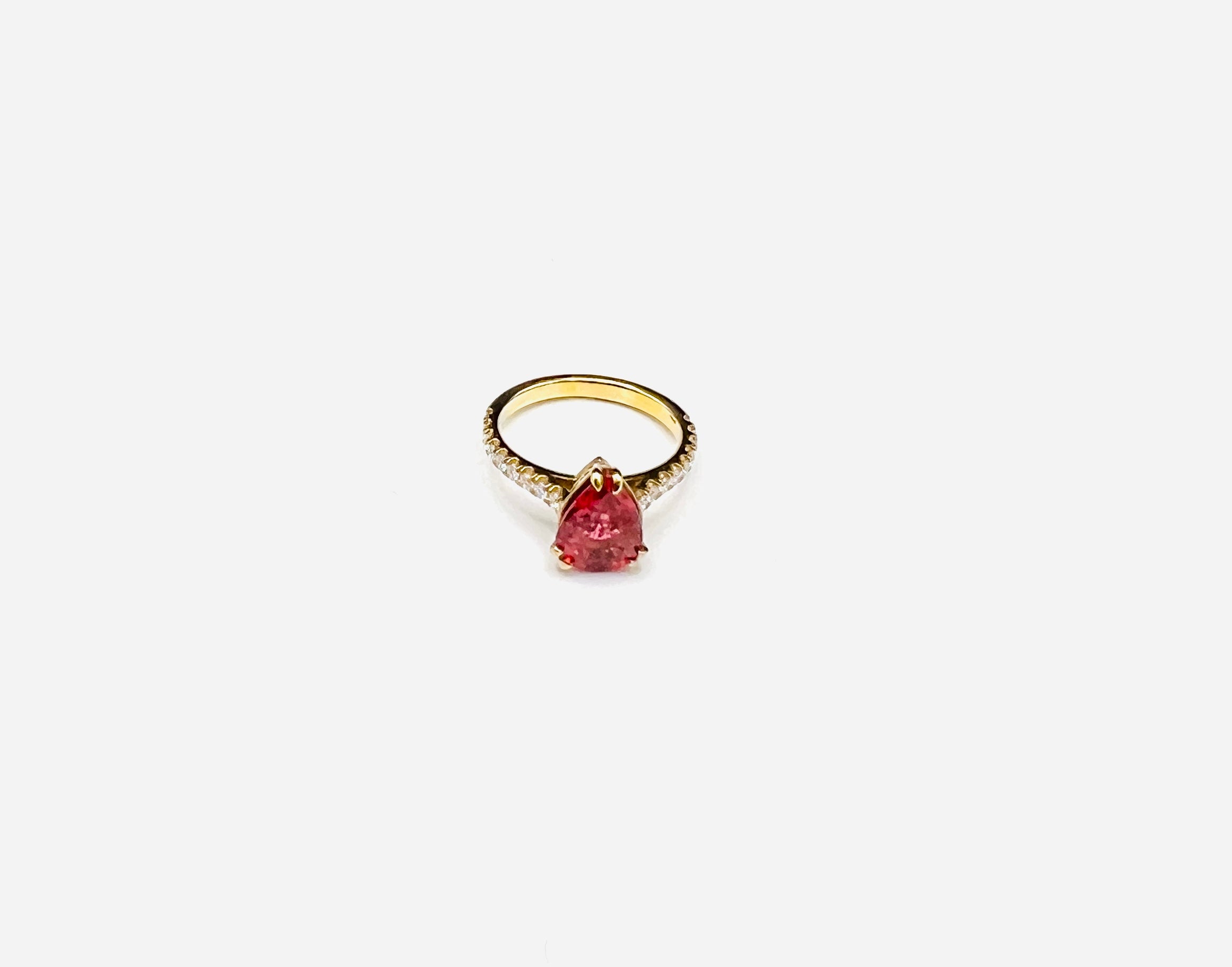 18K Yellow Gold Natural Pink Tourmaline Pear Shape - Le Vive Jewelry in Riverside