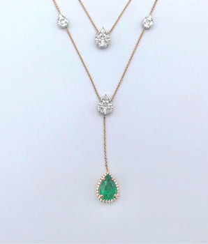 EMERALD DIAMOND MASTER PIECE NECKLACE - Le Vive Jewelry in Riverside