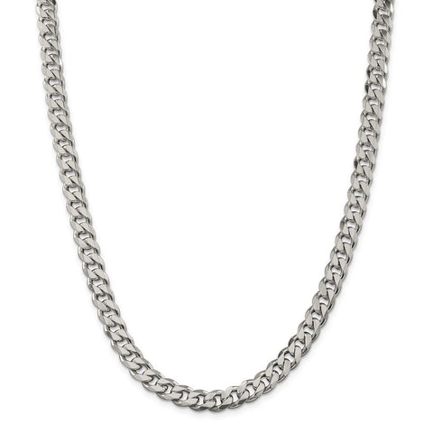 Sterling Silver 8mm Curb Chain-Lobster Clasp - Le Vive Jewelry in Riverside