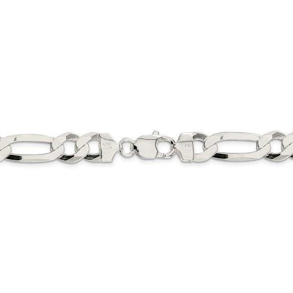 Sterling Silver 9.5mm Polished Flat Figaro Chain- Lobster Clasp - Le Vive Jewelry in Riverside