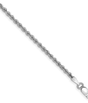 14k White Gold 2.25mm Regular Rope Chain - Le Vive Jewelry in Riverside