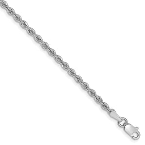 14k White Gold 2.5mm Regular Rope Chain - Le Vive Jewelry in Riverside
