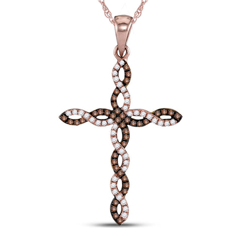 14K Gold 1/5 Carat TW Cognac Cross Pendant - Le Vive Jewelry in Riverside
