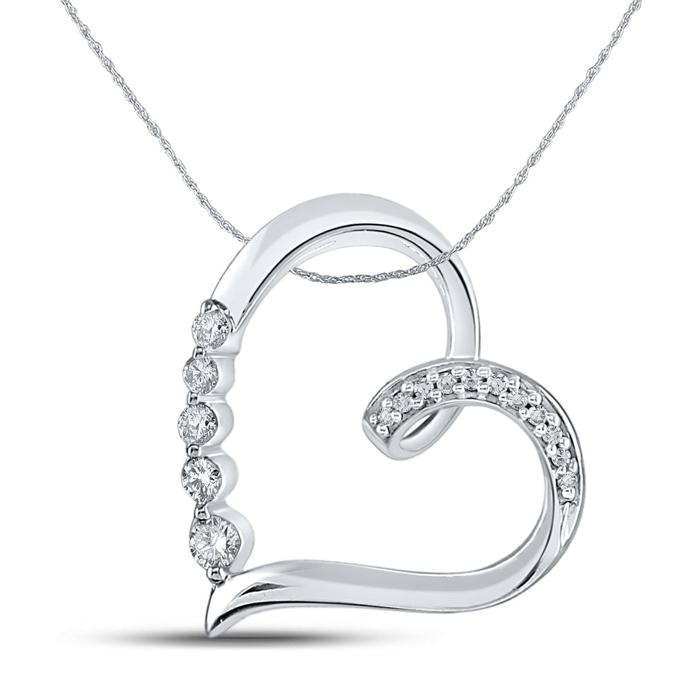 10K White Gold 1/10 Carat TW Diamond Heart Pendant - Le Vive Jewelry in Riverside