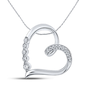 10K White Gold 1/10 Carat TW Diamond Heart Pendant - Le Vive Jewelry in Riverside