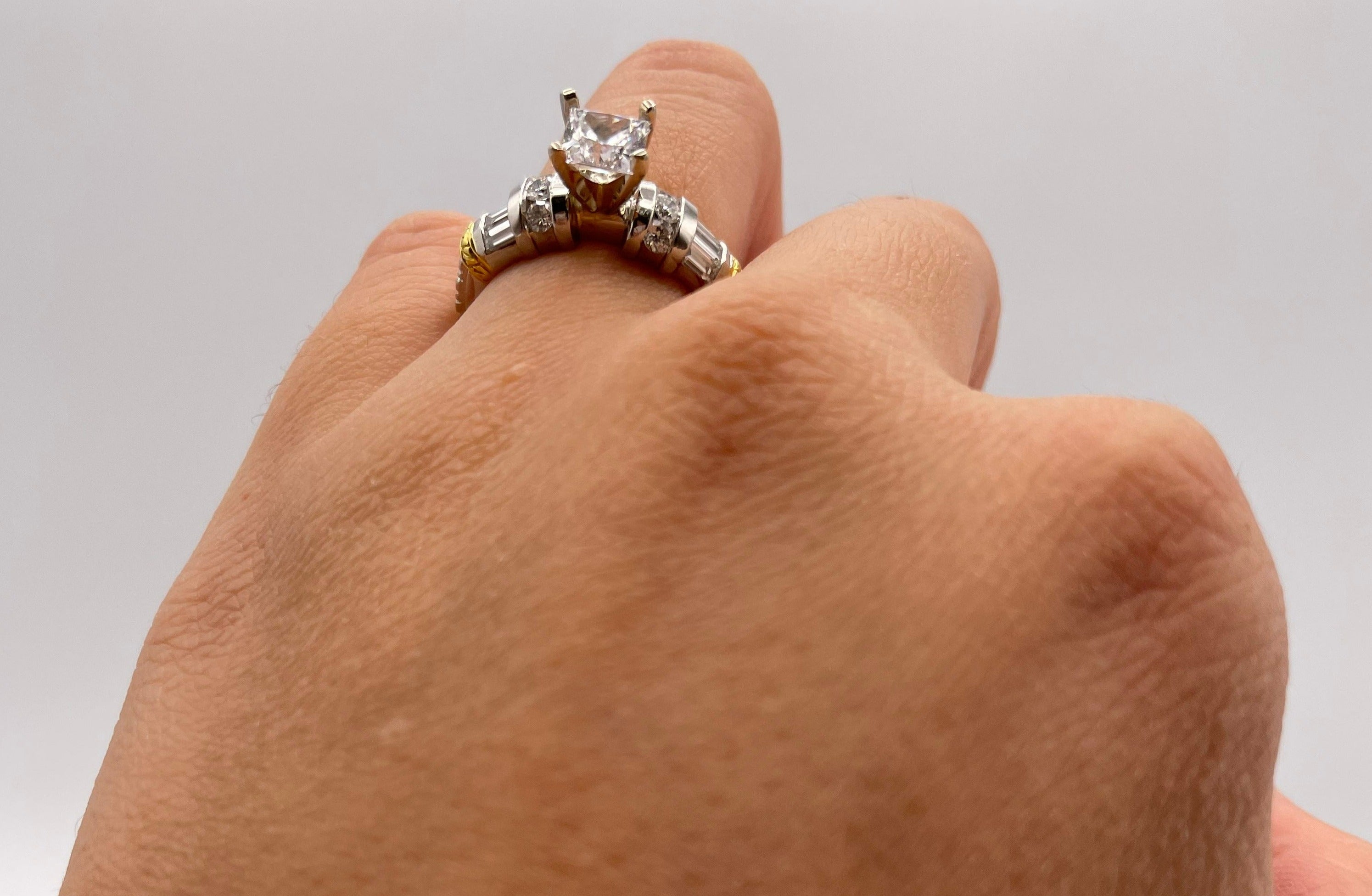 Platinum/18 Karat Yellow Gold Semi-Mount Ladies Engagement Ring - Le Vive Jewelry in Riverside