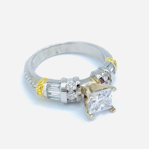 Platinum/18 Karat Yellow Gold Semi-Mount Ladies Engagement Ring - Le Vive Jewelry in Riverside