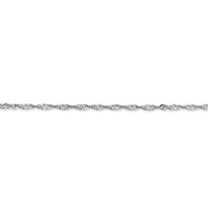 14k White Gold 1.7mm Singapore Chain Anklet - Le Vive Jewelry in Riverside