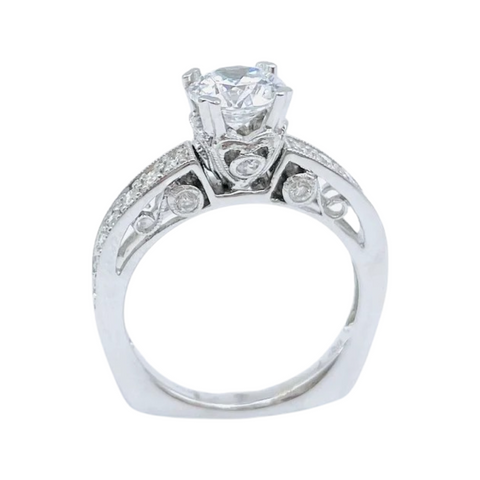 18 Karat Two Tone Round Ladies Engagement Ring Semi-Mount - Le Vive Jewelry in Riverside